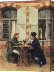 Meissonier Canvas Paintings - The Card Players by Jean-Louis Ernest Meissonier