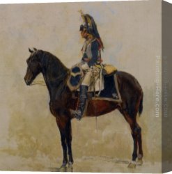 Meissonier Canvas Paintings - Un Cuirassier by Jean-Louis Ernest Meissonier