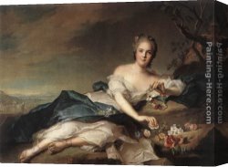 Marie Canvas Paintings - Marie Adelaide of France as Flora by Jean Marc Nattier