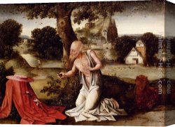 Jerome Canvas Paintings - Landscape With The Penitent Saint Jerome by Joachim Patenier