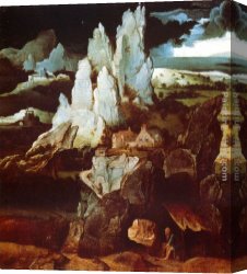Jerome Canvas Paintings - St. Jerome In A Rocky Landscape by Joachim Patenier