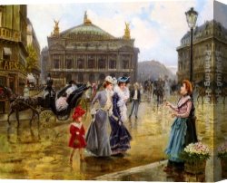 Joaquin Canvas Paintings - L'opera, Paris by Joaquin Pallares Y Allustante