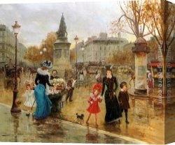 A Soft Place in My Heart Canvas Paintings - Une Place Animee a Paris by Joaquin Pallares Y Allustante