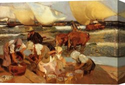 Valencia Canvas Paintings - Beach at Valencia by Joaquin Sorolla y Bastida