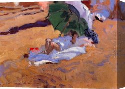 Joaquin Sorolla Y Bastida Canvas Paintings - Child's Siesta by Joaquin Sorolla y Bastida