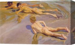 Joaquin Sorolla Y Bastida Canvas Paintings - Children on the Beach by Joaquin Sorolla y Bastida