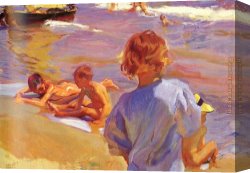 Valencia Canvas Paintings - Children on the Beach Valencia by Joaquin Sorolla y Bastida