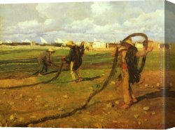 Joaquin Sorolla Y Bastida Canvas Paintings - Fisherman Taking Up the Nets by Joaquin Sorolla y Bastida