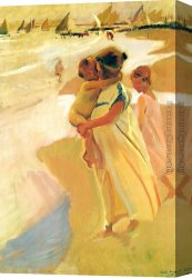 Valencia Canvas Paintings - Going for a Swim Valencia by Joaquin Sorolla y Bastida