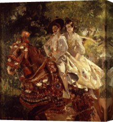 Joaquin Sorolla Y Bastida Canvas Paintings - Grupa valenciana by Joaquin Sorolla y Bastida