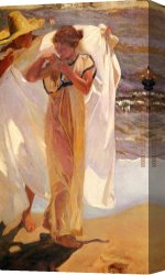 Joaquin Sorolla Y Bastida Canvas Paintings - Leaving the Bath by Joaquin Sorolla y Bastida