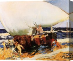 Valencia Canvas Paintings - On the Beach Valencia by Joaquin Sorolla y Bastida