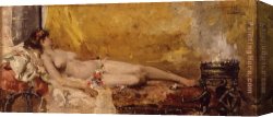 Joaquin Sorolla Y Bastida Canvas Paintings - Resting Bacchante by Joaquin Sorolla y Bastida