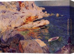 Joaquin Sorolla Y Bastida Canvas Paintings - Rocks at Javea by Joaquin Sorolla y Bastida