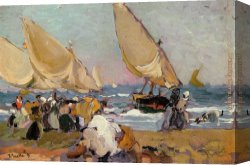 Valencia Canvas Paintings - Sailing Vessels on a Breezy Day Valencia by Joaquin Sorolla y Bastida