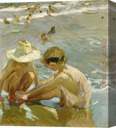 Joaquin Sorolla Y Bastida Canvas Paintings - The Wounded Foot by Joaquin Sorolla y Bastida