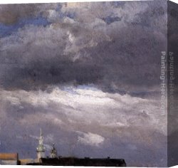 Johan Laurentz Jensen Canvas Paintings - Cloud Study, Thunder Clouds over the Palace Tower at Dresden by Johan Christian Clausen Dahl