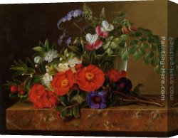 Johan Laurentz Jensen Canvas Paintings - Still life with roses by Johan Laurentz Jensen