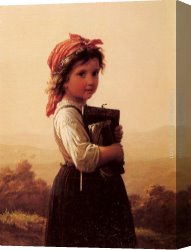 Johannes Vermeer Canvas Paintings - A Little Schoolgirl by Johann Georg Meyer von Bremen