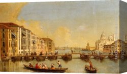 The Doge's Palace From The Entrance to The Grand Canal Canvas Paintings - View Of The Grand Canal And Santa Maria Della Salute, Venice by Johann Richter