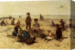 Johannes Vermeer Canvas Paintings - Children Playing On The Beach by Johannes Evert Akkeringa