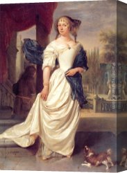 Wife Canvas Paintings - Portrait of Margaretha Delff, Wife of Johan de la Faille by Johannes Verkolje