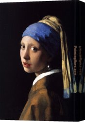 Portrait of a Girl Wearing a Pearl Necklace Canvas Paintings - Girl with a Pearl Earring by Johannes Vermeer