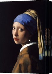 Portrait of a Girl Wearing a Pearl Necklace Canvas Paintings - girl with the pearl earring by Johannes Vermeer
