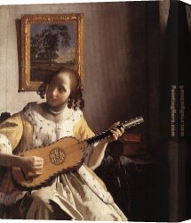 Johannes Vermeer Canvas Paintings - The Guitar Player by Johannes Vermeer