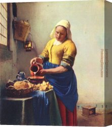 Johannes Vermeer Canvas Paintings - the Milkmaid by Johannes Vermeer
