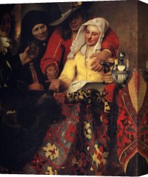Johannes Vermeer Canvas Paintings - The Procuress by Johannes Vermeer