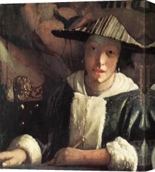 A Young Girl And Her Dog Canvas Paintings - Young Girl with a Flute by Johannes Vermeer