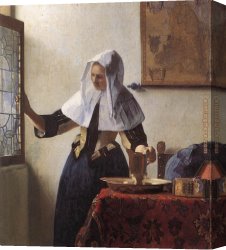 Johannes Vermeer Canvas Paintings - Young Woman with a Water Jug by Johannes Vermeer