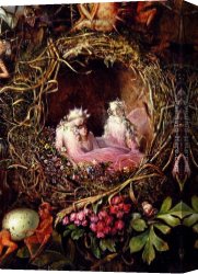 The Wasp's Nest Canvas Paintings - Fairies In A Bird's Nest (detail 1) by John Anster Fitzgerald