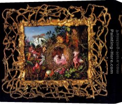 The Wasp's Nest Canvas Paintings - Fairies In A Bird's Nest by John Anster Fitzgerald