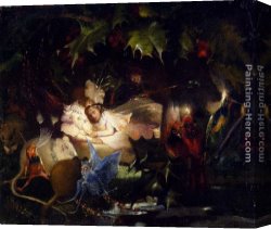 Fairy Canvas Paintings - The Fairy Bower by John Anster Fitzgerald