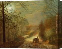 Scarborough Canvas Paintings - Forge Valley near Scarborough by John Atkinson Grimshaw