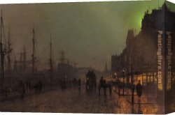 Mediterranean Shipping Canvas Paintings - Gourock Near The Clyde Shipping Docks by John Atkinson Grimshaw
