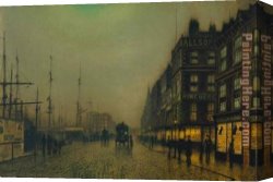 Dordrecht Harbour by Moonlight Canvas Paintings - Liverpool Quay by Moonlight by John Atkinson Grimshaw