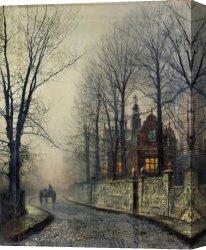 Dordrecht Harbour by Moonlight Canvas Paintings - November Moonlight by John Atkinson Grimshaw