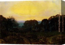 Twilight Canvas Paintings - Twilight The Vegetable Garden by John Atkinson Grimshaw