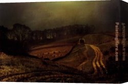 A Harvest Festival Canvas Paintings - Under The Harvest Moon by John Atkinson Grimshaw