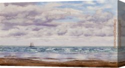 Brett Canvas Paintings - Gathering Clouds, A Fishing Boat Off The Coast by John Brett