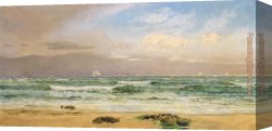 Brett Canvas Paintings - Shipping Off the Coast by John Brett