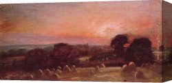 Evening Landscape at East Bergholt Canvas Paintings - A Hayfield at East Bergholt by John Constable