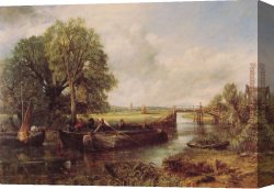 Constable's Canvas Paintings - A View on the Stour near Dedham by John Constable