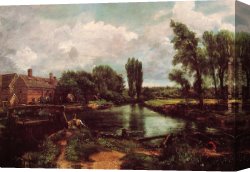 Constable's Canvas Paintings - A Water-Mill by John Constable