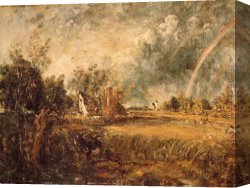 Constable's Canvas Paintings - Cottage,Rainbow,Mill by John Constable