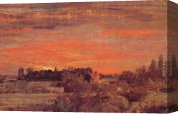 Evening Landscape at East Bergholt Canvas Paintings - East Bergholt Rectory by John Constable