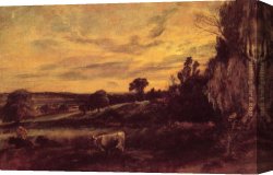 Evening Landscape at East Bergholt Canvas Paintings - Landscape Evening by John Constable